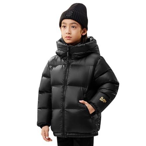 linboo Kinder Winterjacke Jungen mädchen Wintermantel mit Kapuze Puffer Jacke Dick Warm Steppjacke Mantel Daunenjacke Winter Jacke, Schwarz, 164(Herstellergröße: 170) von linboo