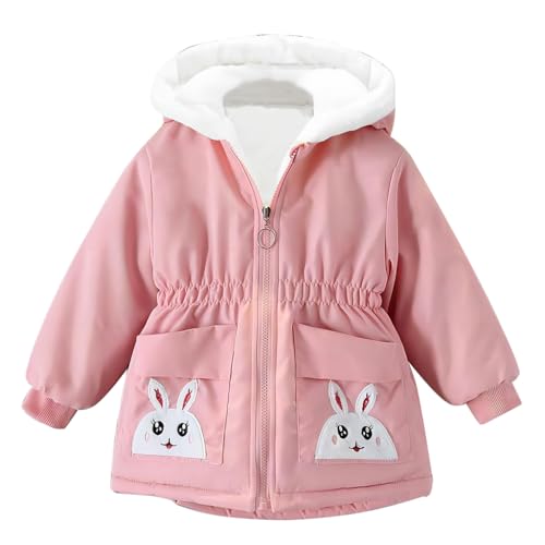 linboo Kinder Winterjacke Mädchen Wintermantel Fleecefütterung Warm Parka Jacke mit Niedliche Kapuze Windjacke Outdoor Mantel, Rosa 01#, 104-110 von linboo