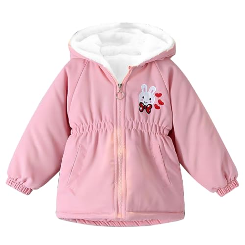 linboo Kinder Winterjacke Mädchen Wintermantel Fleecefütterung Warm Parka Jacke mit Niedliche Kapuze Windjacke Outdoor Mantel, Rosa 03#, 134-140 von linboo