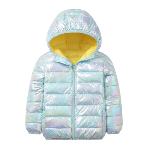 linboo Kinder Winterjacke Mädchen Wintermantel Leicht Jacke mit Kapuze Steppjacke Bunte Baumwolljacke Jungen Herbstjacke, Buntes Blau, 128-134(Herstellergröße: 140) von linboo