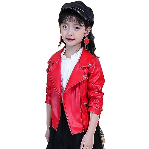 linboo Mädchen Lederjacke Kinder Kragen Motorrad Bikerjacke Bomberjacke Lederimitat Jacke Frühling Herbst übergangsjacke, Rot, 116-122 linboo Mädchen Lederjacke Kinder Kragen Motorrad Bikerjacke Bomberjacke Lederimitat Jacke Frühling Herbst übergangsjacke, Rot, 116-122 von linboo