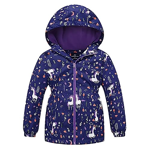 linboo Softshelljacke Mädchen Übergangsjacke mit Fleecefütterung Warm Windjacke Atmungsaktiv Regenjacke Wasserdicht Outdoorjacke für Kinder, Blau, 104-110(Etikettengröße:110) von linboo