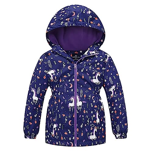 linboo Softshelljacke Mädchen Übergangsjacke mit Fleecefütterung Warm Windjacke Atmungsaktiv Regenjacke Wasserdicht Outdoorjacke für Kinder, Blau, 146-152(Etikettengröße:150) von linboo