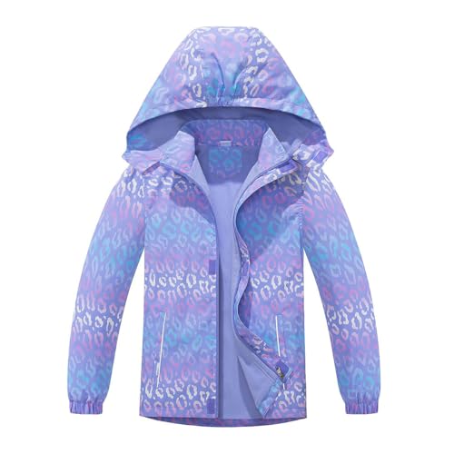 linboo Softshelljacke Mädchen Übergangsjacke mit Fleecefütterung Warm Windjacke Atmungsaktiv Regenjacke Wasserdicht Outdoorjacke für Kinder, Lila 2# 122-128 von linboo