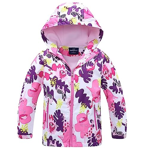 linboo Softshelljacke Mädchen Übergangsjacke mit Fleecefütterung Warm Windjacke Atmungsaktiv Regenjacke Wasserdicht Outdoorjacke für Kinder, Rosa, 104-110(Etikettengröße:110) von linboo