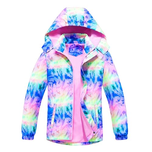 linboo Softshelljacke Mädchen Übergangsjacke mit Fleecefütterung Warm Windjacke Atmungsaktiv Regenjacke Wasserdicht Outdoorjacke für Kinder, Rose bleu, 104-110 von linboo