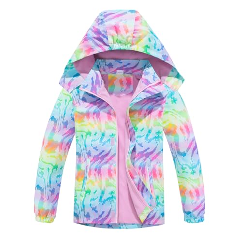 linboo Softshelljacke Mädchen Übergangsjacke mit Fleecefütterung Warm Windjacke Atmungsaktiv Regenjacke Wasserdicht Outdoorjacke für Kinder, Rose violet, 146-152 von linboo