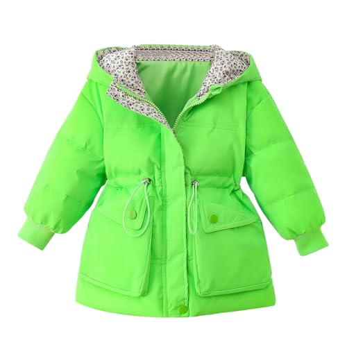 linboo Winterjacke Mädchen Daunenjacke mit Weiße Ente Unten Füllstoff,Warm Wintermantel Kinder Mädchen Parka Jacke mit Kapuze, Grün, 104-110 von linboo