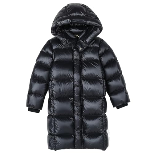 linboo Wintermantel Mädchen Winterjacke mit Kapuze Lange Daunenjacke Warm Mäntel Dicke Steppjacke Winddicht Winter Puffer Jacke Kinder Kapuzenparka, Schwarz, 146-152(Herstellersgröße: 150) von linboo