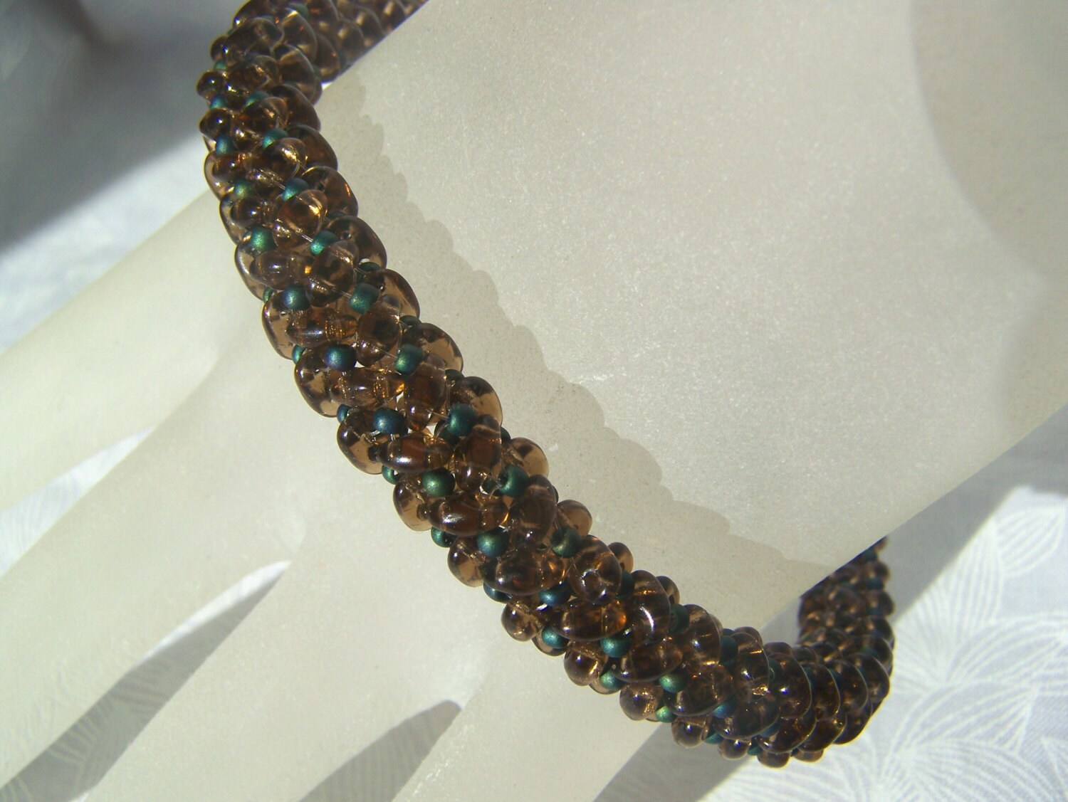 Armband Seed Bead Bangle Fischgrätmuster Geändert Beadweave von lindasorigjewelry