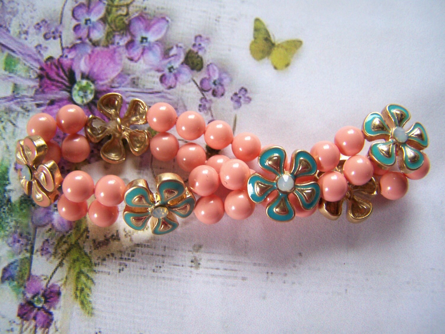 Armband Stretch Sommerblumen Auslage von lindasorigjewelry