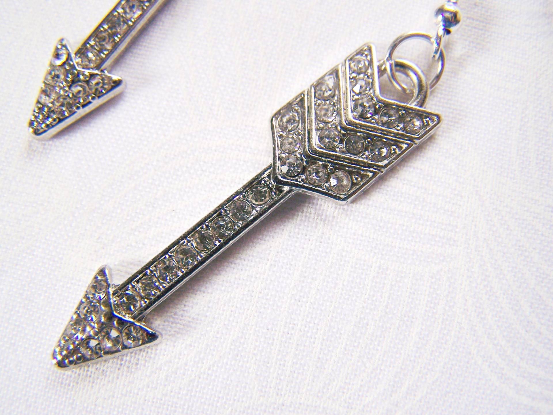 Gold Pfeil Ohrringe, Kristall Pave Baumeln Ohrringe Für Sie, Crystal von lindasorigjewelry