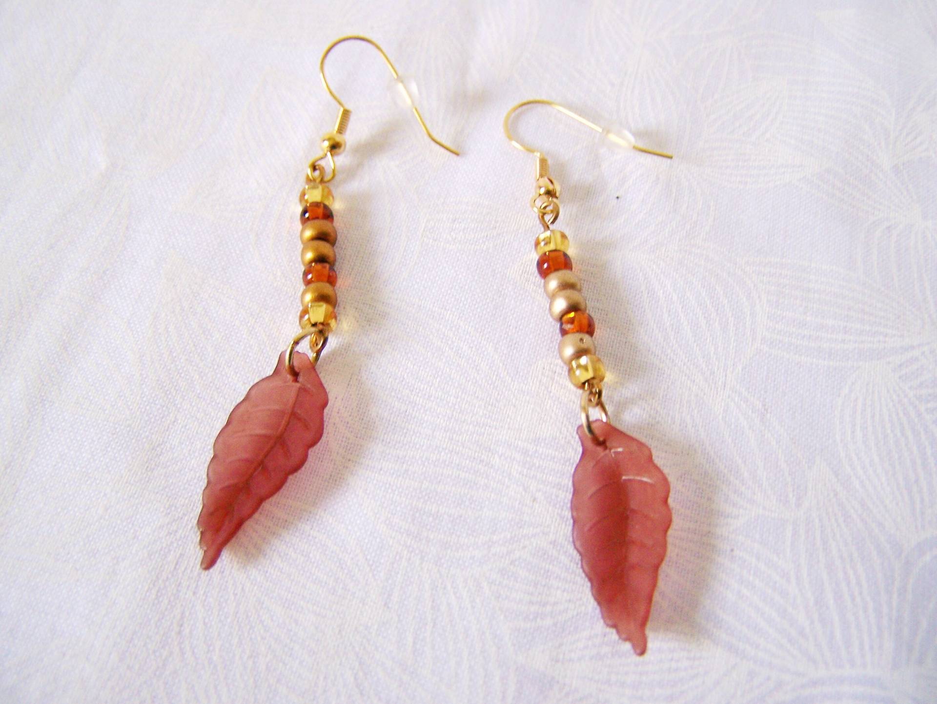 Herbst Ohrringe, Blatt Ohrringe Baumeln, Braun Farbe Langes von lindasorigjewelry