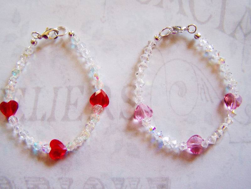 Kinder Herz Armband, Mädchen Swarovski Perlen Kleine Kristall Süßes Valentine Kinder Herz Armband, Mädchen Swarovski Perlen Kleine Kristall Süßes Valentine von lindasorigjewelry
