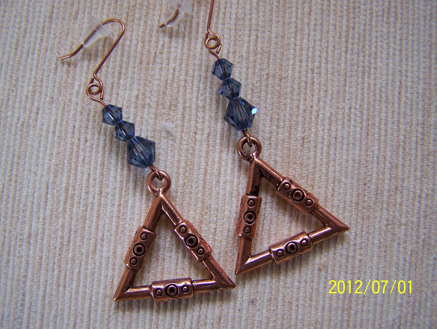 Ohrringe Kupfer Und Denim-Swarovski-Kristall von lindasorigjewelry