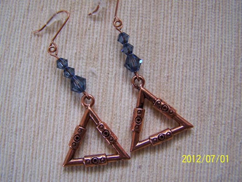 Ohrringe Kupfer Und Denim-Swarovski-Kristall von lindasorigjewelry