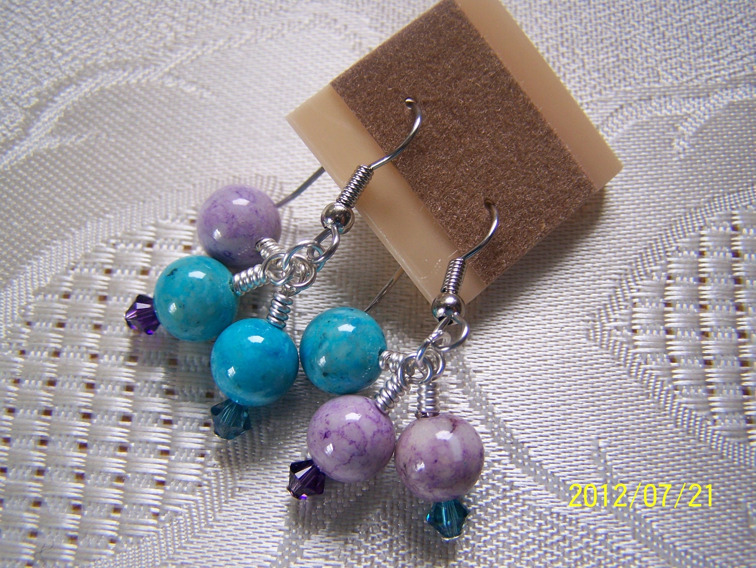 Ohrringe Wire Wrapped Flussstein Perlen Und Swarovski Crystal Abstand von lindasorigjewelry