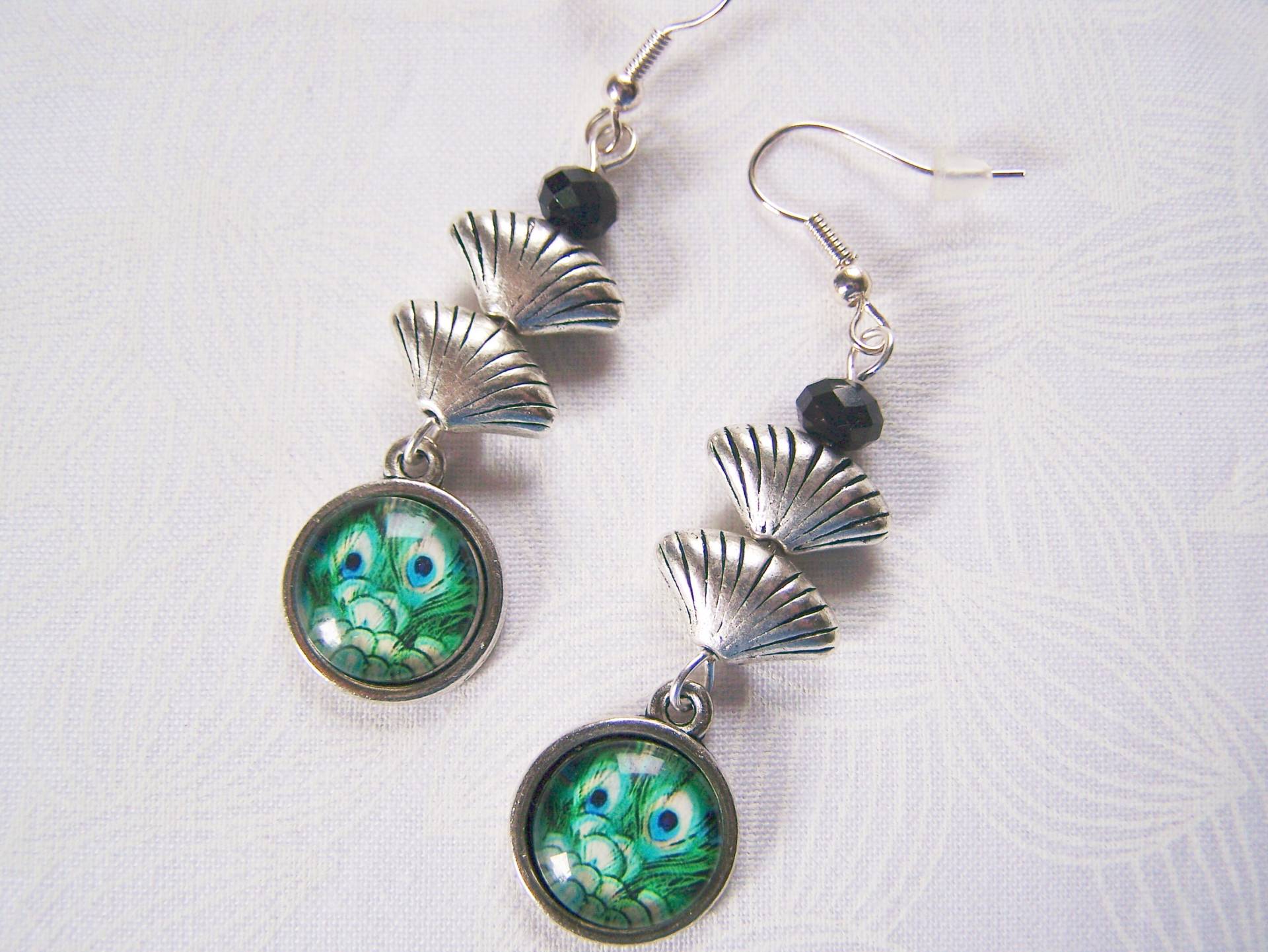 Pfau Ohrringe, Foto Glas Ohrringe, Boho Print Charm, Damen Baumeln Charms Pfau Ohrringe, Foto Glas Ohrringe, Boho Print Charm, Damen Baumeln Charms von lindasorigjewelry