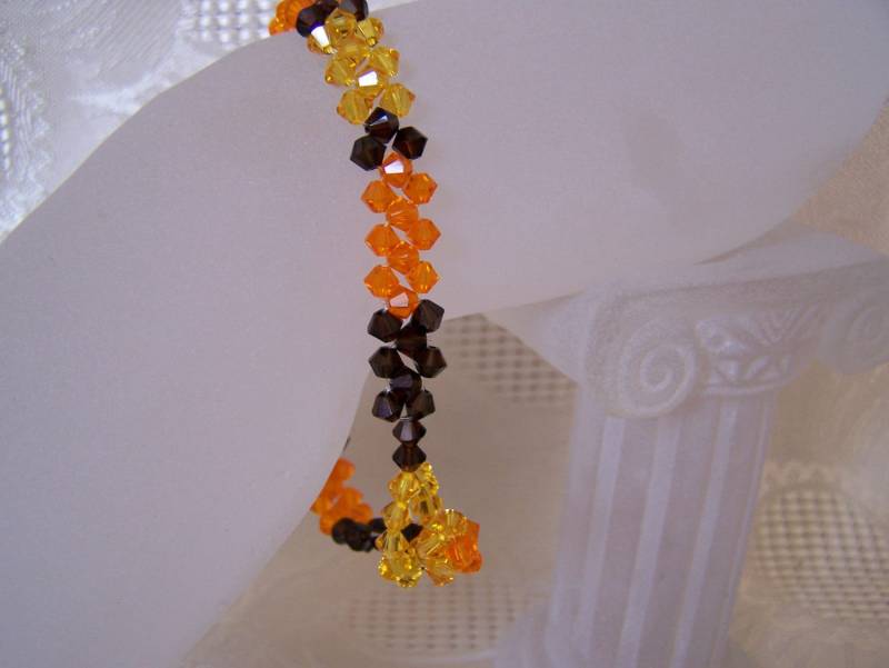 Right Angle Weave Armband Herbstfarben Swarovski-Kristalle Ausverkauf von lindasorigjewelry