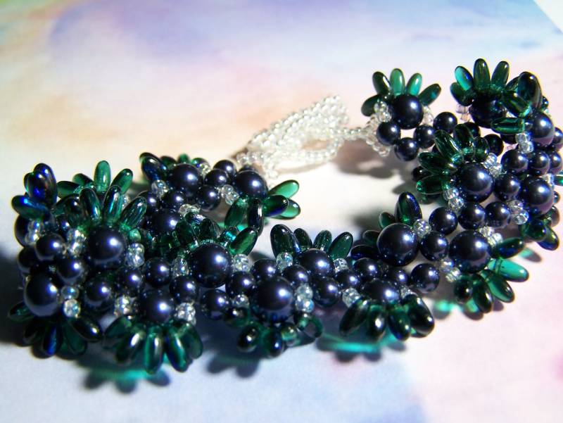 Rocailles Perlenarmband, Gewebtes Perlenarbeit, Damenarmband, Swarovski-Perlenarmband, Perlenarmband von lindasorigjewelry
