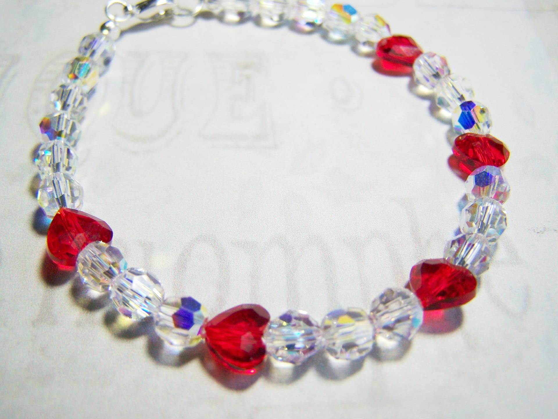 Swarovski Herz Perlen Armband, Kleines Mom Kristall Armband Für Frauen Swarovski Herz Perlen Armband, Kleines Mom Kristall Armband Für Frauen von lindasorigjewelry