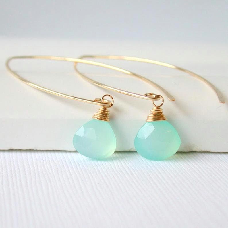 Chalcedon Ohrhänger 14K Gold Fill Oder Sterling Silber Chalcedon Ohrhänger 14K Gold Fill Oder Sterling Silber von lindatrentjewelry