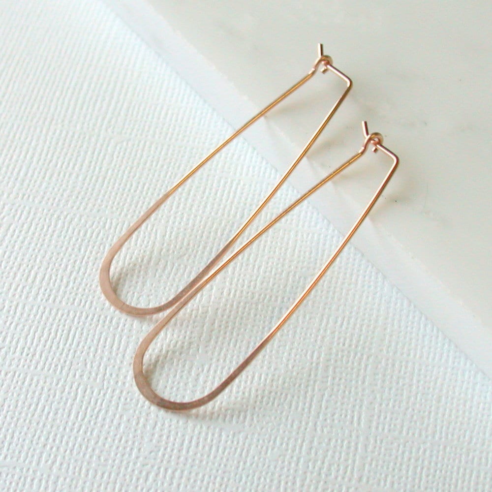 Rosegold Fill Teardrop Creolen Langes Schlankes Design Rosegold Fill Teardrop Creolen Langes Schlankes Design von lindatrentjewelry