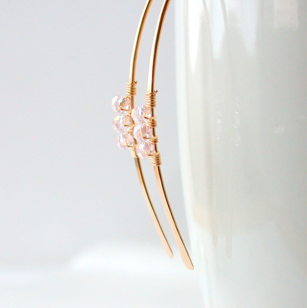 Rosa Kristall Ohrringe 14K Gold Fill Wire Wrapped Ohrringe Rosa Kristall Ohrringe 14K Gold Fill Wire Wrapped Ohrringe von lindatrentjewelry