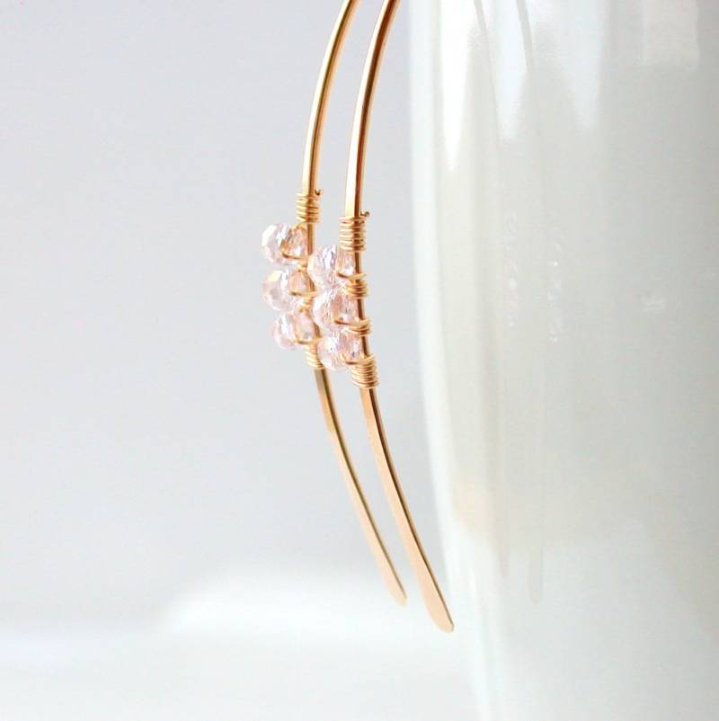 Rosa Kristall Ohrringe 14K Gold Fill Wire Wrapped Ohrringe Rosa Kristall Ohrringe 14K Gold Fill Wire Wrapped Ohrringe von lindatrentjewelry
