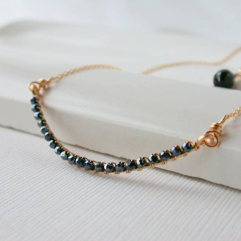 Schwarz Spinell Bar Halskette Handgefertigte Sterling Silber Schmuck Schwarz Spinell Bar Halskette Handgefertigte Sterling Silber Schmuck von lindatrentjewelry