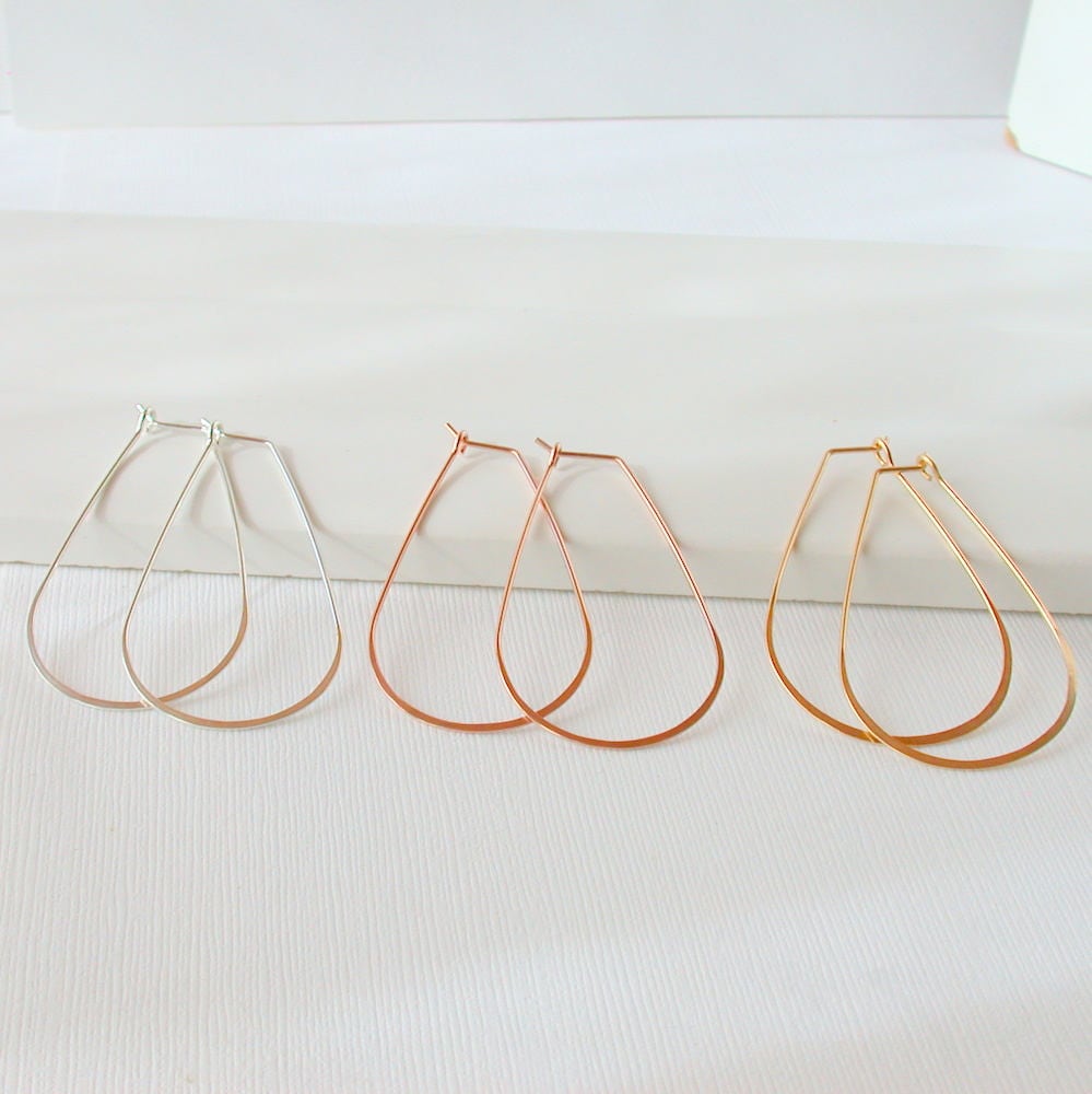 Teardrop Creolen Silber Ohrringe Gold Rosegold Teardrop Creolen Silber Ohrringe Gold Rosegold von lindatrentjewelry