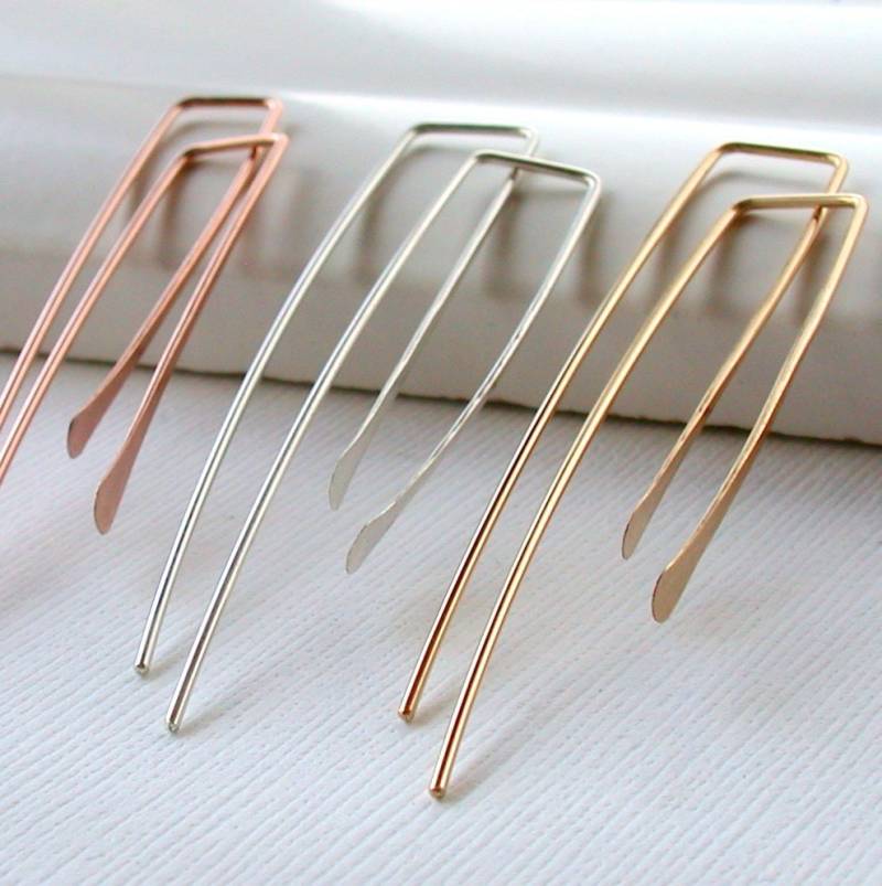 Zierliche Threader Ohrringe Sterling Silber, Gold, Rosegold Fill Zierliche Threader Ohrringe Sterling Silber, Gold, Rosegold Fill von lindatrentjewelry