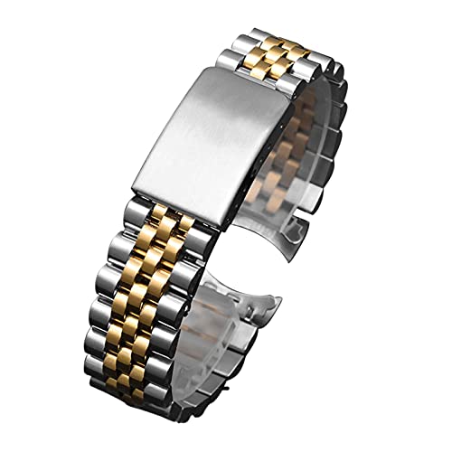 lin 13 17 20 21mm 316L Edelstahl Zwei Ton Gold Silber MiddleGold Uhr Band Strap Oyster Armband Fit for Datejust-Serie Going (Band Color : Middle Gold, Band Width : 21mm) von lindawang