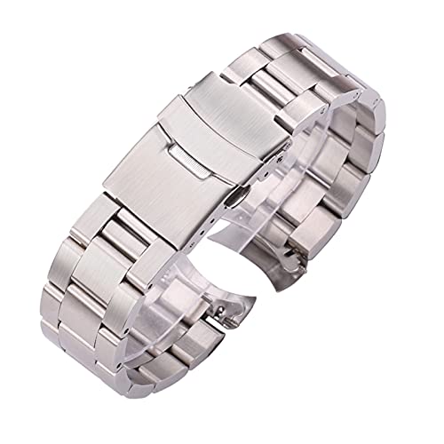 lin 20mm 22mm Edelstahl Watch Armband Silber Schwarz Gebogene Endarmband Frauen Männer Metall Uhrenarmband Going (Band Color : Silver, Band Width : 22mm) von lindawang