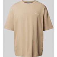 Lindbergh Oversized T-Shirt mit Label-Print in Sand, Größe XXL von lindbergh