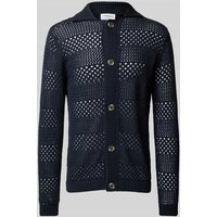 Lindbergh Cardigan mit Lochmuster Modell 'Crochet' in Dunkelblau, Größe XL von lindbergh