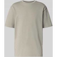 Lindbergh Oversized T-Shirt mit geripptem Rundhalsausschnitt in Khaki, Größe XXXL von lindbergh