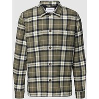 Lindbergh Regular Fit Overshirt mit Glencheck-Muster in Oliv, Größe M von lindbergh