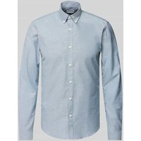 Lindbergh Slim Fit Freizeithemd mit Knopfleiste Modell 'Oxford' in Blau, Größe XXL von lindbergh
