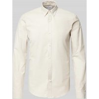 Lindbergh Slim Fit Freizeithemd mit Knopfleiste Modell 'Oxford' in Sand, Größe XXL von lindbergh