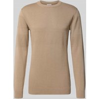 Lindbergh Strickpullover mit gerippten Abschlüssen in Sand, Größe XL von lindbergh