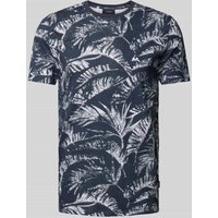 Lindbergh T-Shirt mit Allover-Muster Modell 'Slub' in Marine, Größe XXL von lindbergh