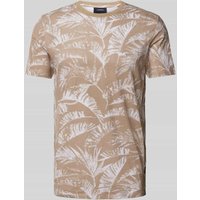 Lindbergh T-Shirt mit Allover-Muster Modell 'Slub' in Sand, Größe M von lindbergh