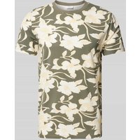 Lindbergh T-Shirt mit Allover-Muster Modell 'desert flower' in Oliv, Größe M von lindbergh