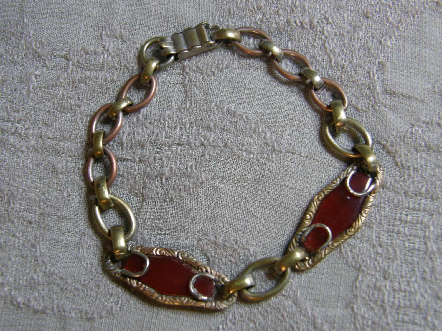 Vintage Link Armband Mit Karneol Glas Ca. 1930Er Jahre von lindysloops