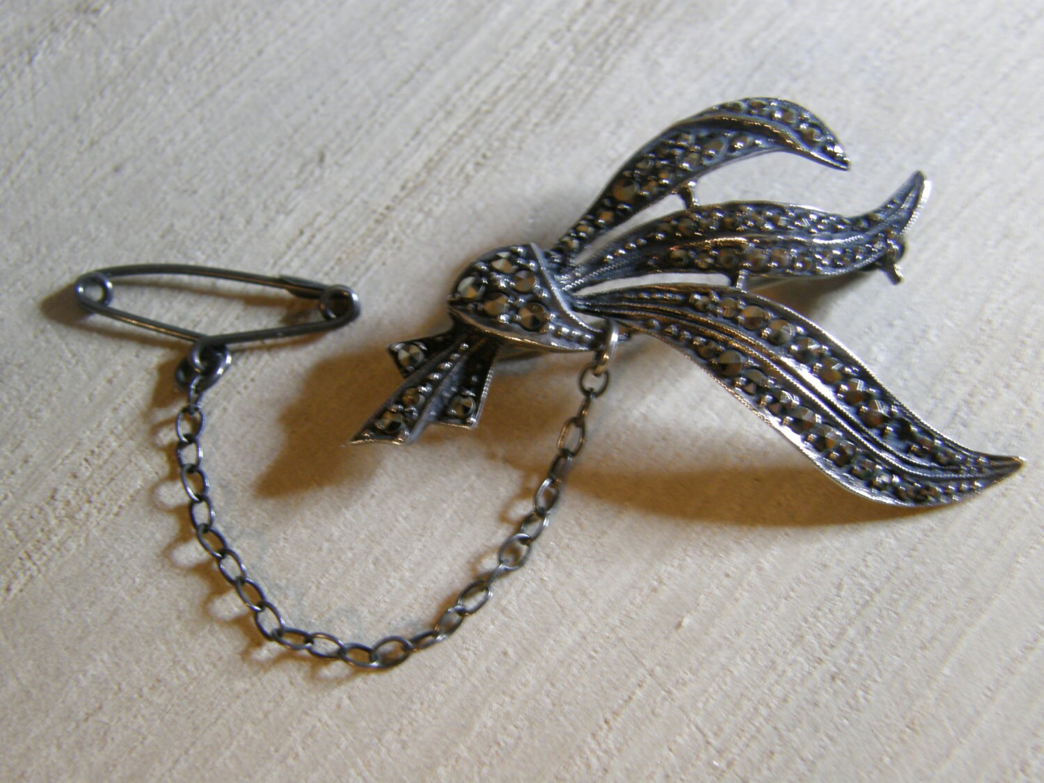 Vintage Silber Und Markasit-Blumenstrauß-Brosche Ca. 1930Er Jahre Gekennzeichnet 935 Deutschland von lindysloops