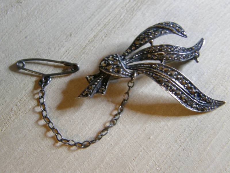 Vintage Silber Und Markasit-Blumenstrauß-Brosche Ca. 1930Er Jahre Gekennzeichnet 935 Deutschland von lindysloops