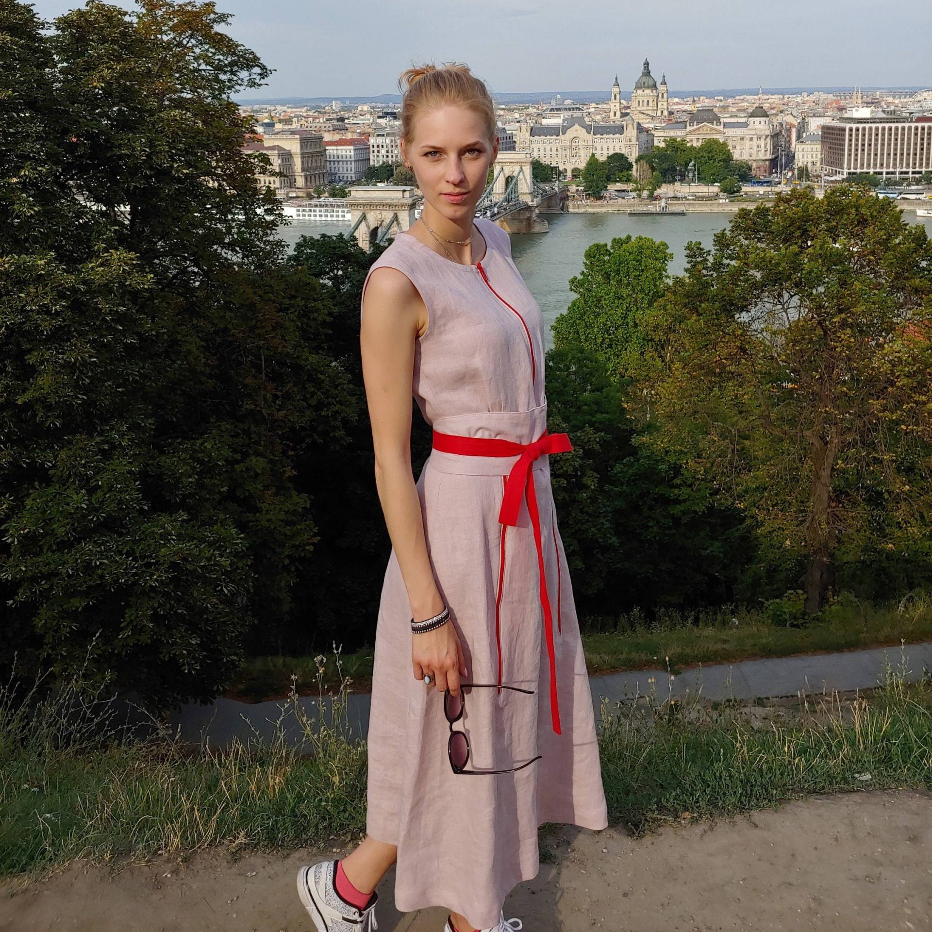 Ärmelloses Leinenkleid/ Leinen Damenkleid/ Dusty Rose Sommerkleid/ Cocktailkleid von linencity