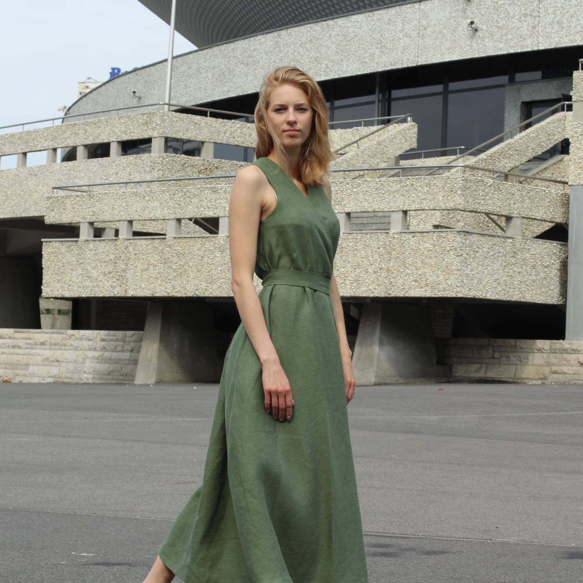 Leinen Kleid, Wickelkleid, Casual Sommerkleid, Frauen Halbkreis Maxi Kleid von linencity