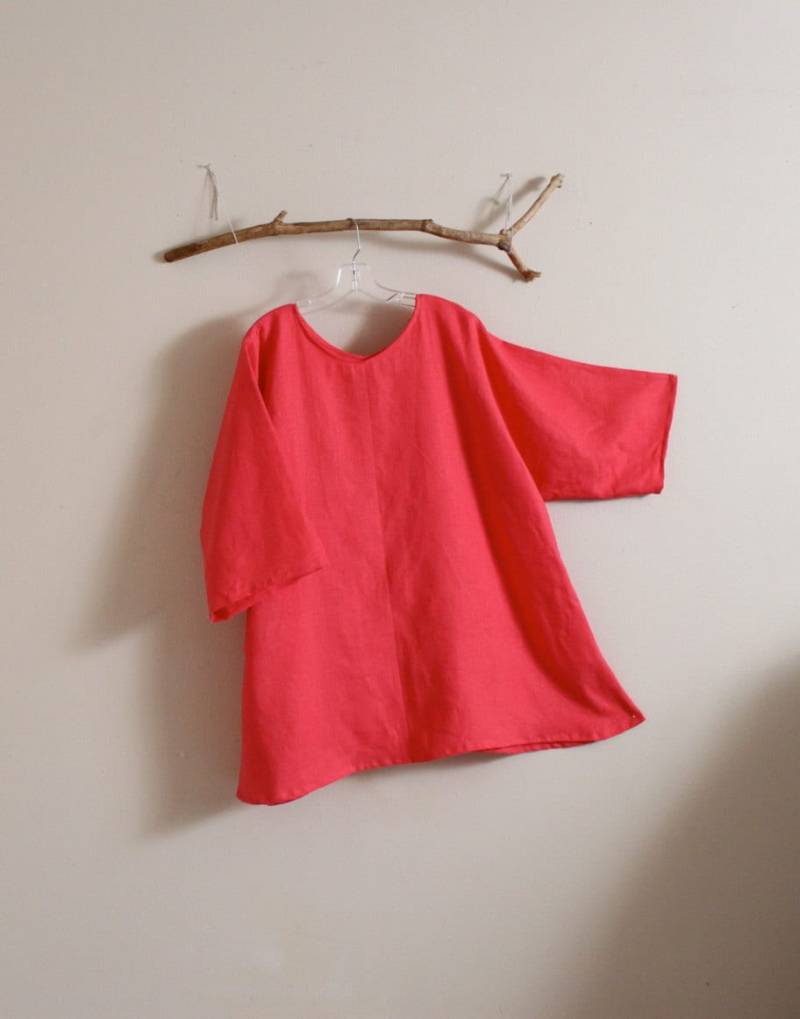 Benutzerdefinierte Plus Größe Leinen V Ausschnitt Bluse von linenclothingbyanny